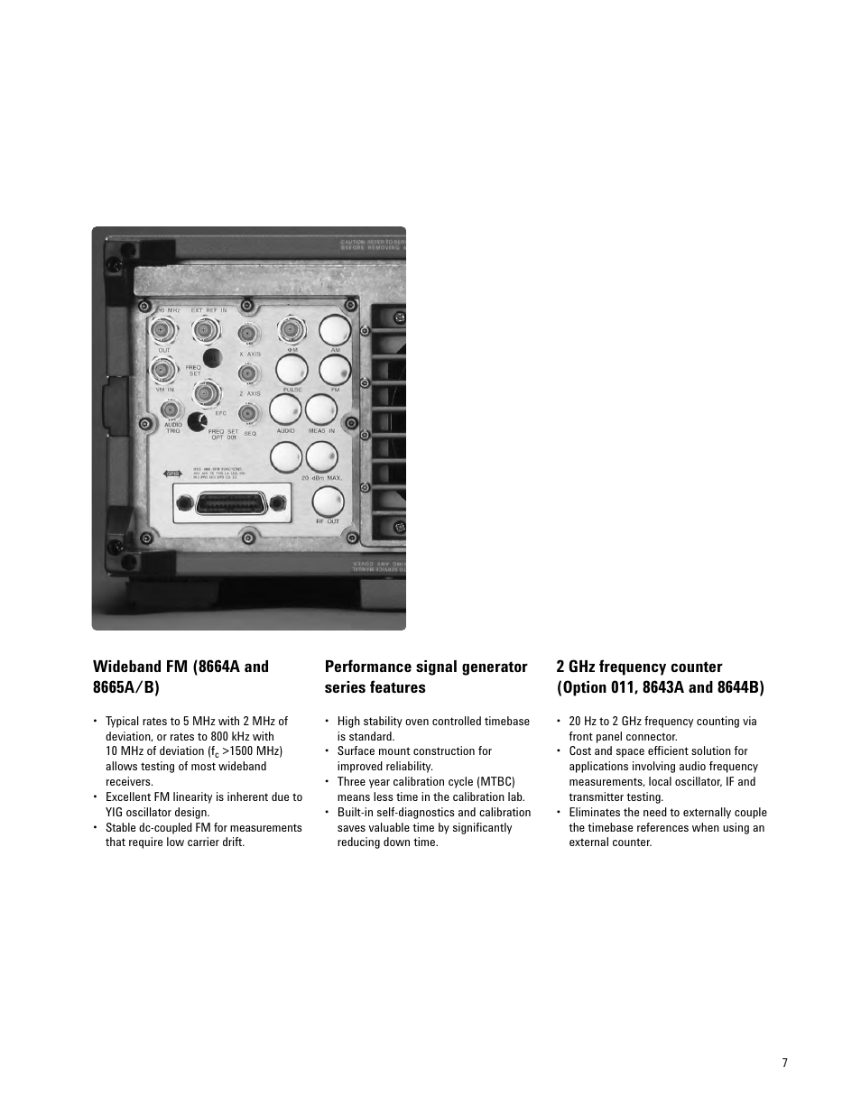 Performance signal generator series features | Atec HP-Agilent-8643A-44B-64A-65AB User Manual | Page 7 / 12