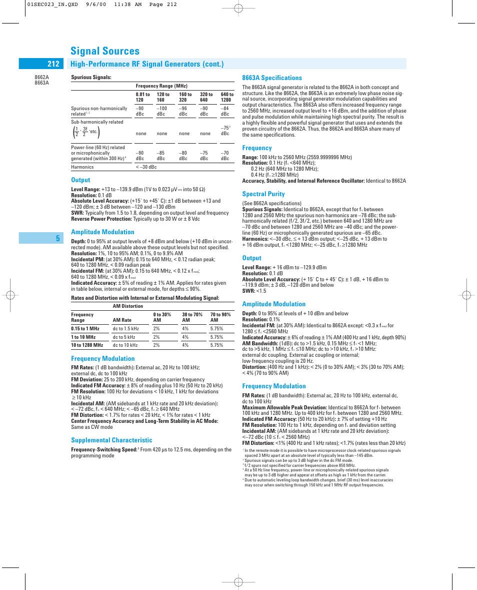 Signal sources, High-performance rf signal generators (cont.) | Atec HP-Agilent-8662A-8663A User Manual | Page 2 / 3