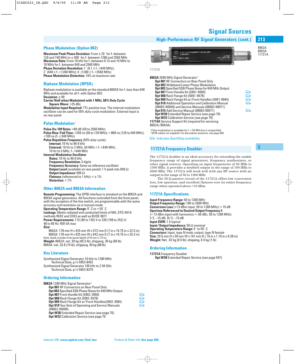 Signal sources, High-performance rf signal generators (cont.) | Atec HP-Agilent-8662A-8663A User Manual | Page 3 / 3