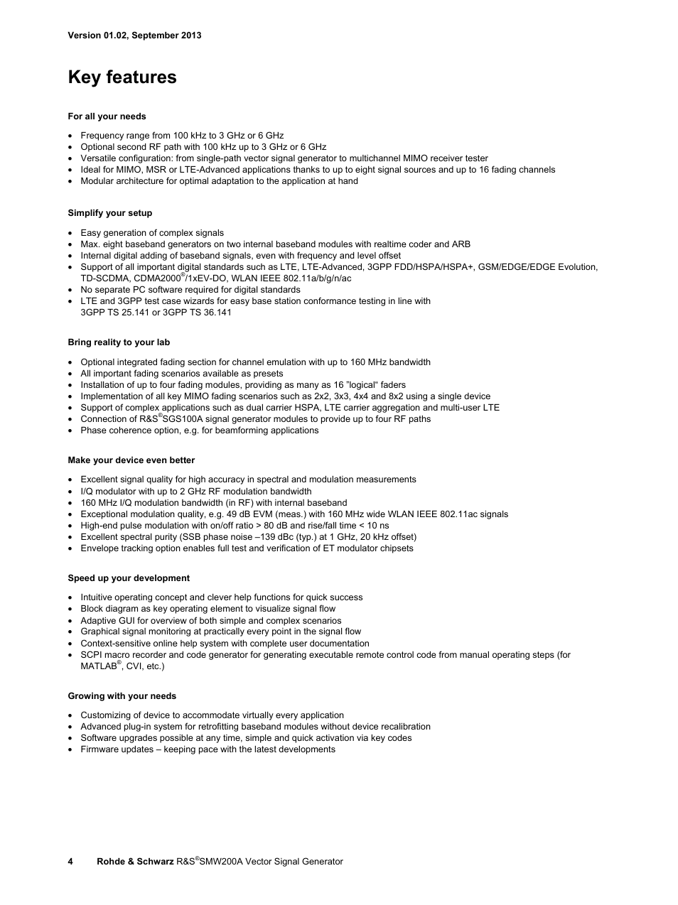 Key features | Atec RohdeSchwarz-SMW200A User Manual | Page 4 / 44