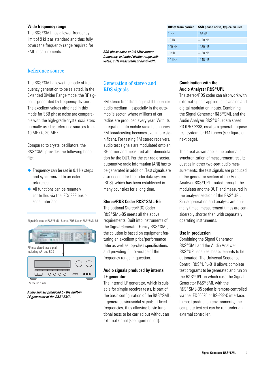 Reference source, Generation of stereo and rds signals | Atec Rohde-Schwarz-SML03 User Manual | Page 5 / 10