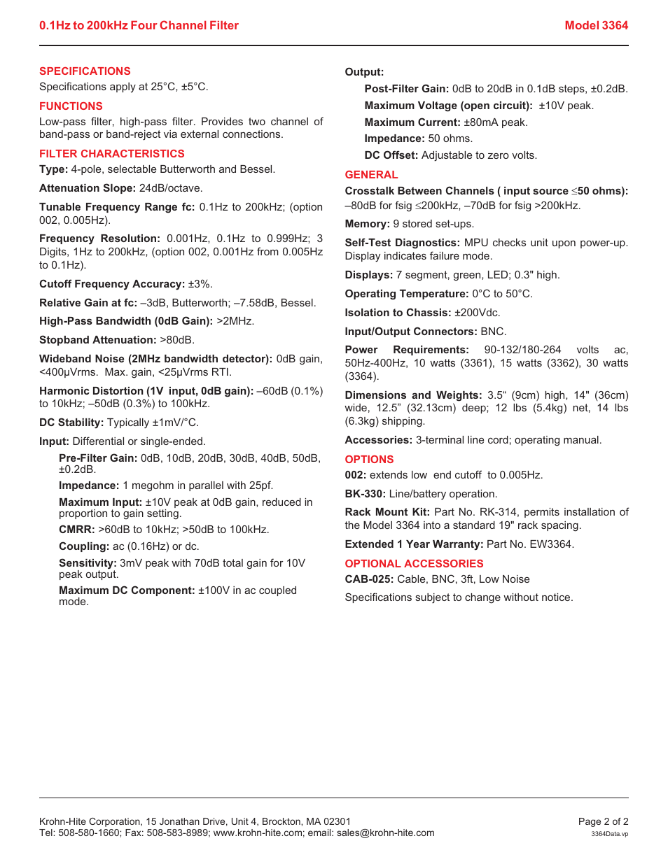 Atec Krohn-Hite-3364 User Manual | Page 2 / 4