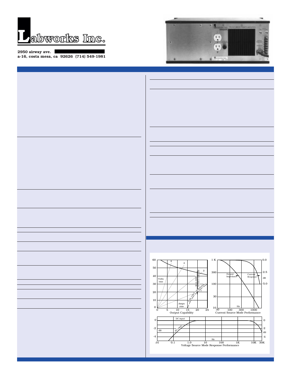 Abworks inc, Pa-141 specifications, Performance graphs | Atec Labworks-PA-141 User Manual | Page 2 / 2