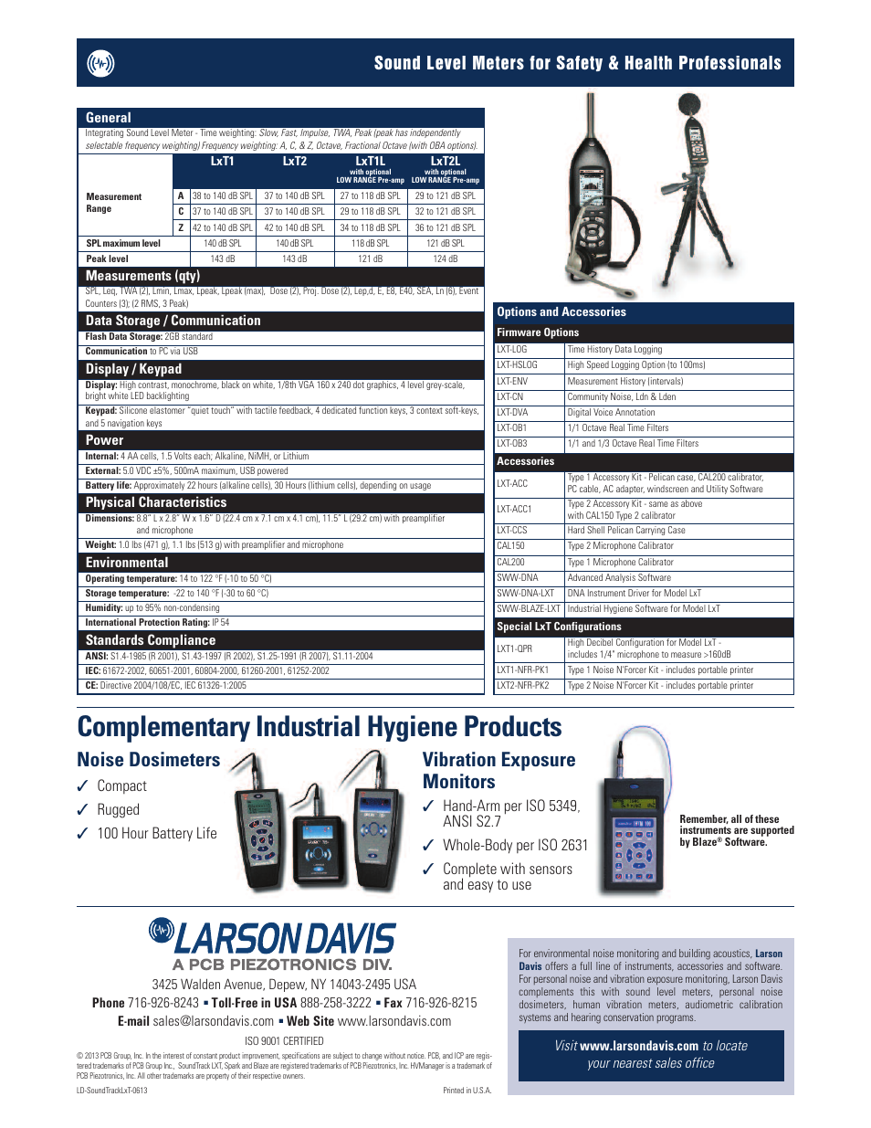 Complementary industrial hygiene products, Vibration exposure monitors, Noise dosimeters | Atec Larson-Davis-SoundTrackLxT User Manual | Page 4 / 4