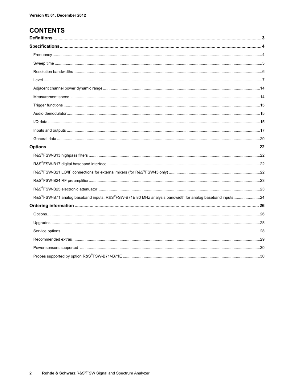 Atec Rohde-Schwarz-FSW User Manual | Page 2 / 32