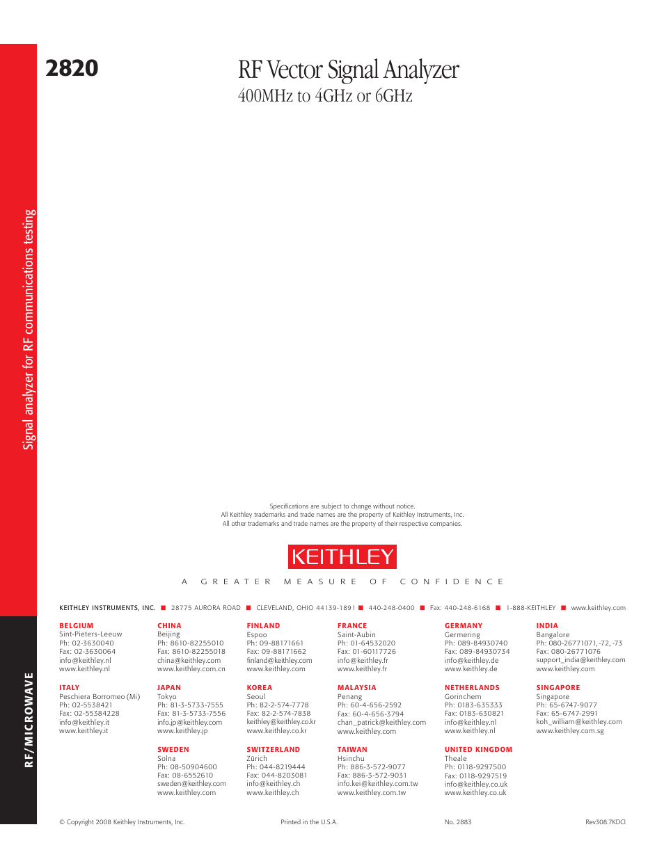 Rf vector signal analyzer, Si de t ex t | Atec Keithley-2820 User Manual | Page 12 / 12
