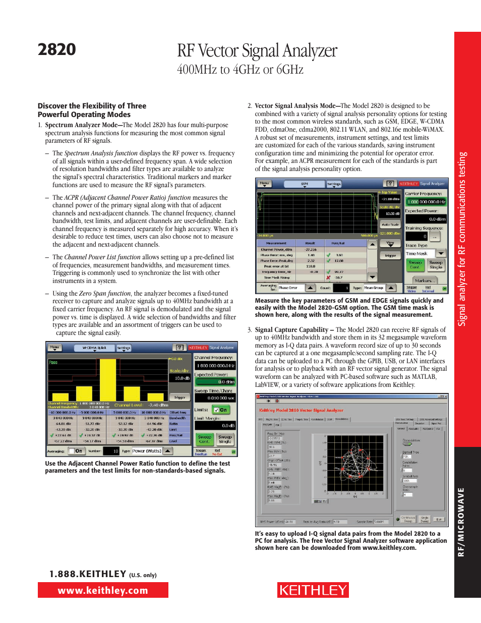 Rf vector signal analyzer | Atec Keithley-2820 User Manual | Page 3 / 12