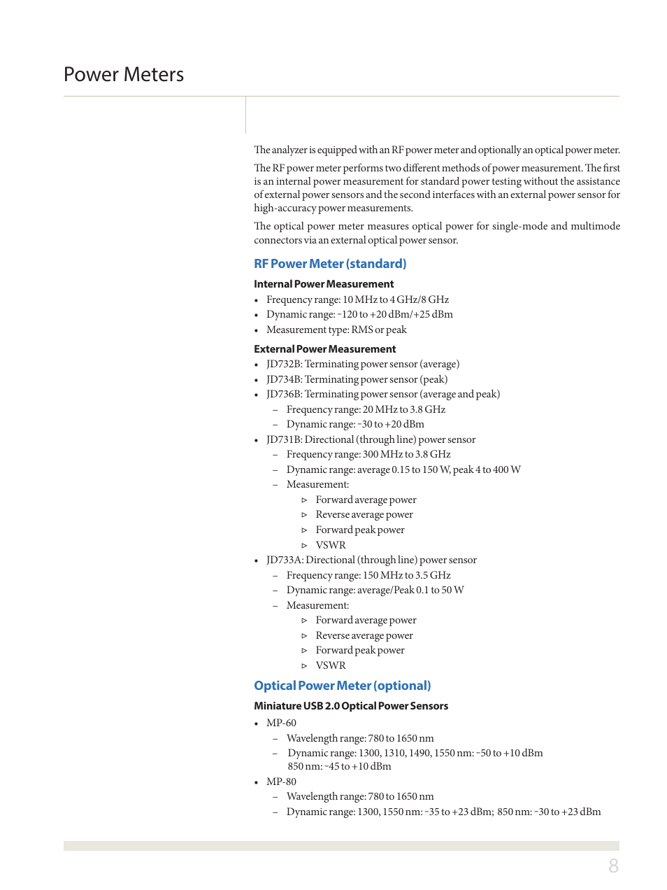 8power meters | Atec JDSU-JD748A-JD788A User Manual | Page 8 / 24