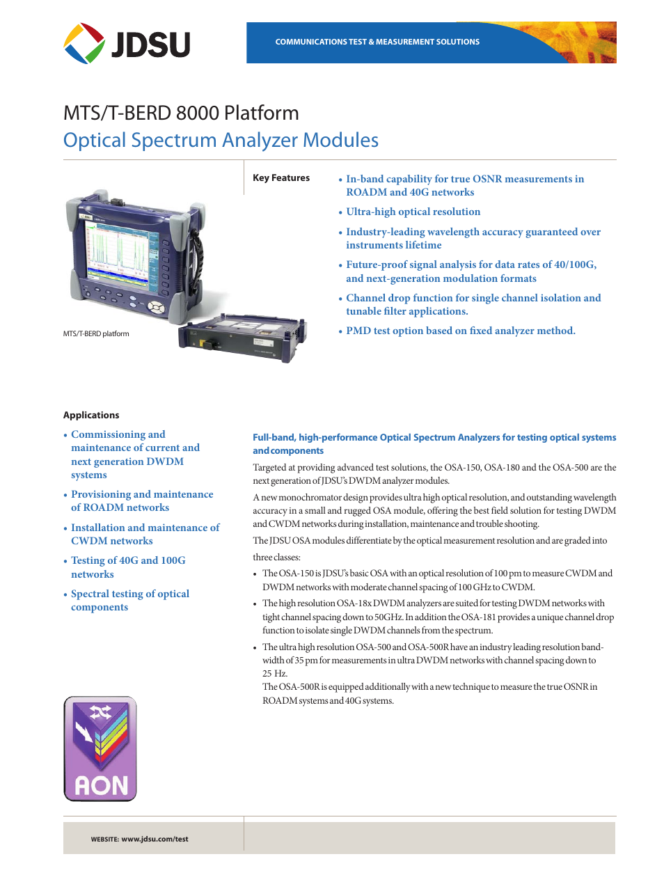 Atec JDSU-T-Berd-8000 User Manual | 6 pages