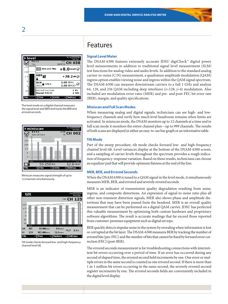 Features | Atec JDSU-DSM-6300 User Manual | Page 2 / 12