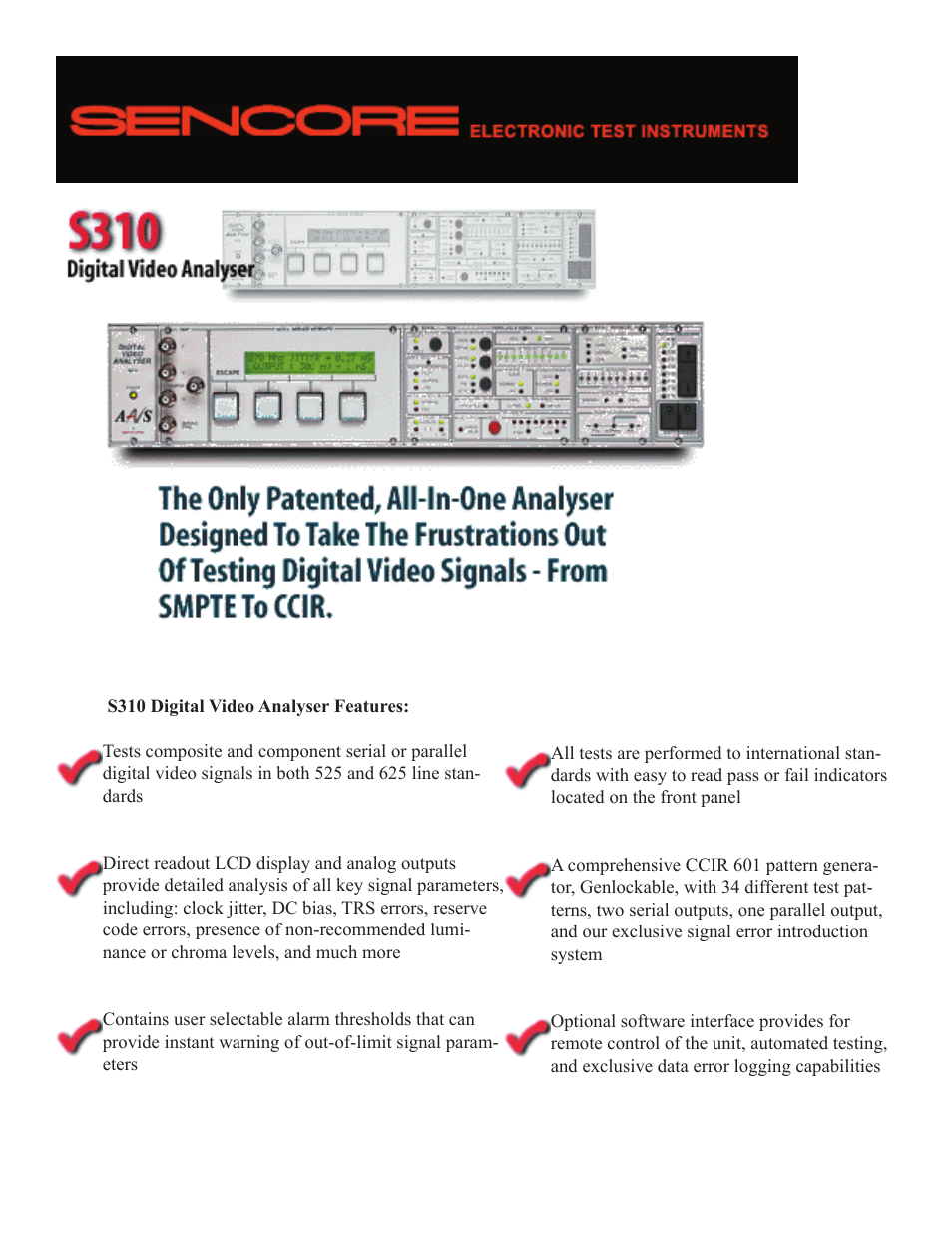 Atec Sencore-S310 User Manual | 3 pages