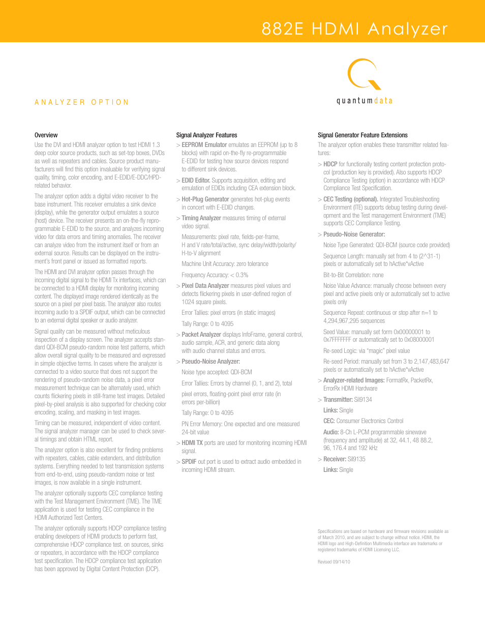 882e hdmi analyzer | Atec Quantum-Data-882E User Manual | Page 3 / 3