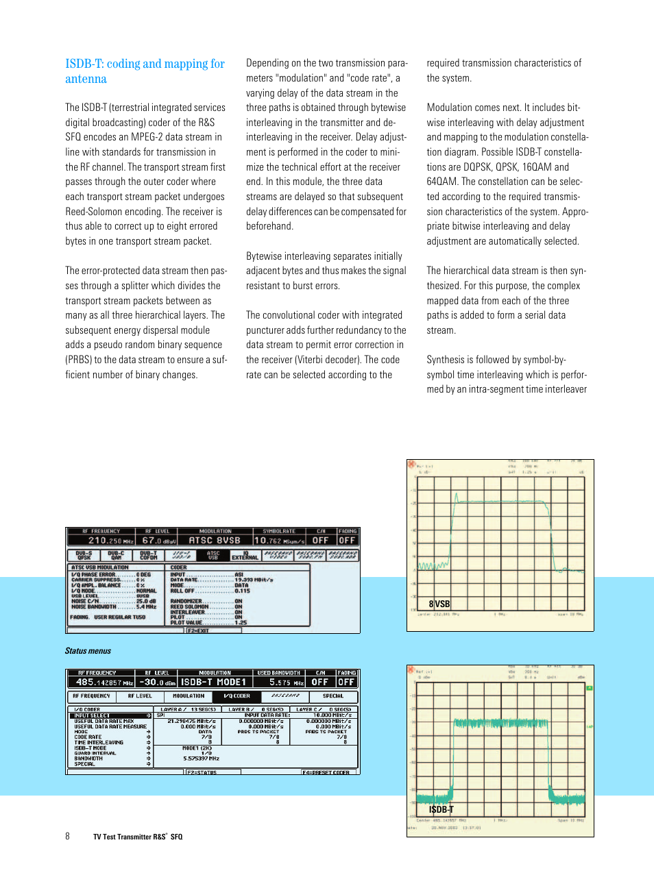 Isdb-t: coding and mapping for antenna | Atec Rohde-Schwarz-SFQ Series User Manual | Page 8 / 20