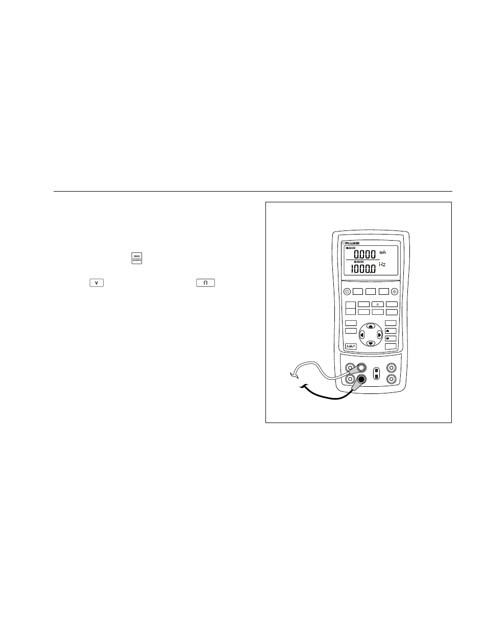 Measuring electrical parameters (lower display), 19 measuring electrical parameters (lower display), Temperature calibrator using measure mode | For measure mode (lower display) 3. press, For dc voltage or current, or, For resistance, Figure 9. measuring electrical parameters | Atec Fluke-724 User Manual | Page 29 / 56