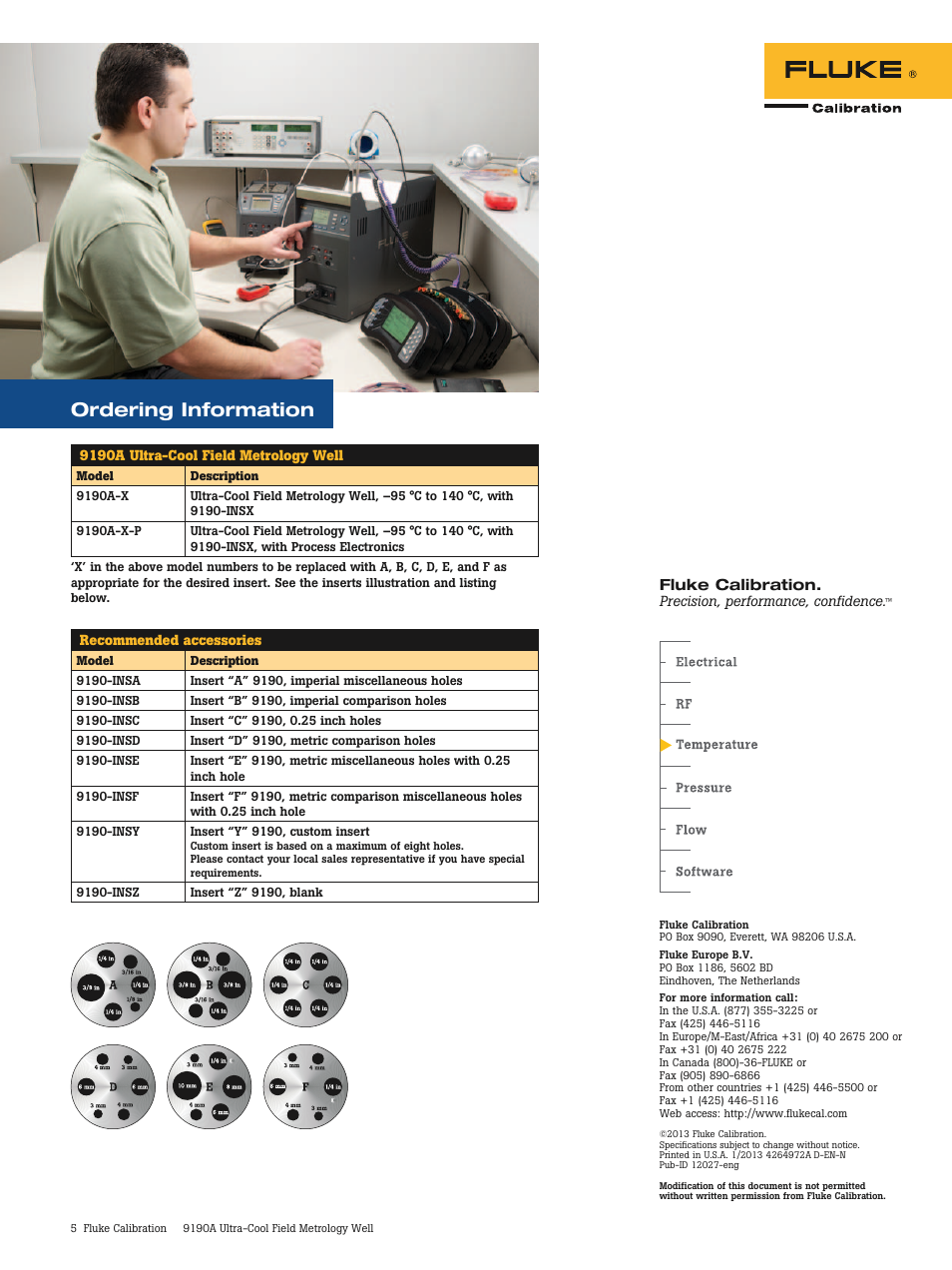 Ordering information | Atec Fluke-9190A User Manual | Page 5 / 5