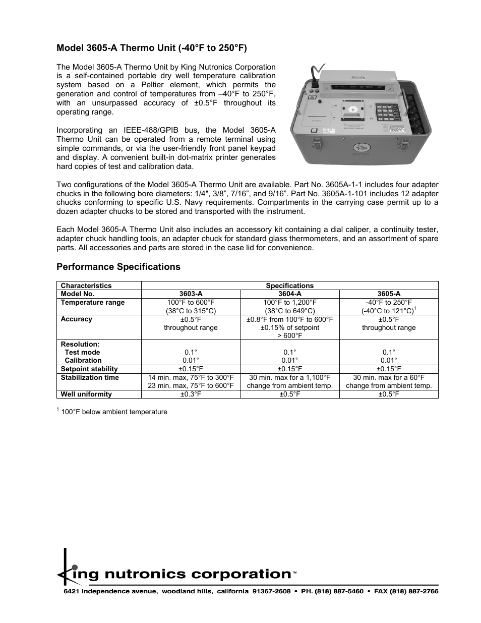 Performance specifications | Atec King-Nutronics-3603-3604-3605-A User Manual | Page 3 / 4