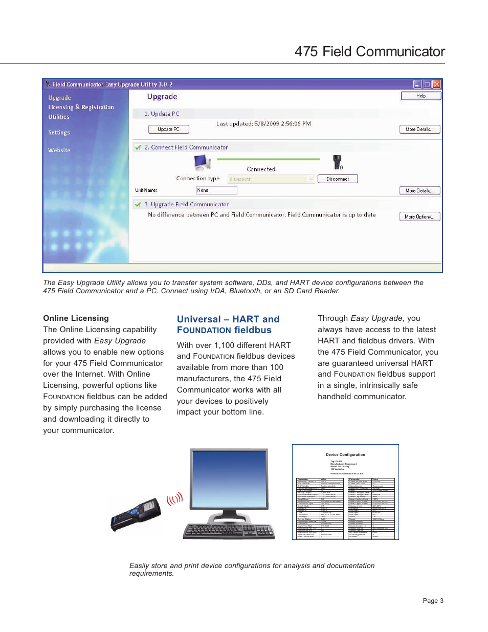 475 field communicator, Universal – hart and f, Fieldbus | With over 1,100 different hart and f, Page 3, Oundation | Atec Rosemount-Hart-475 User Manual | Page 3 / 8