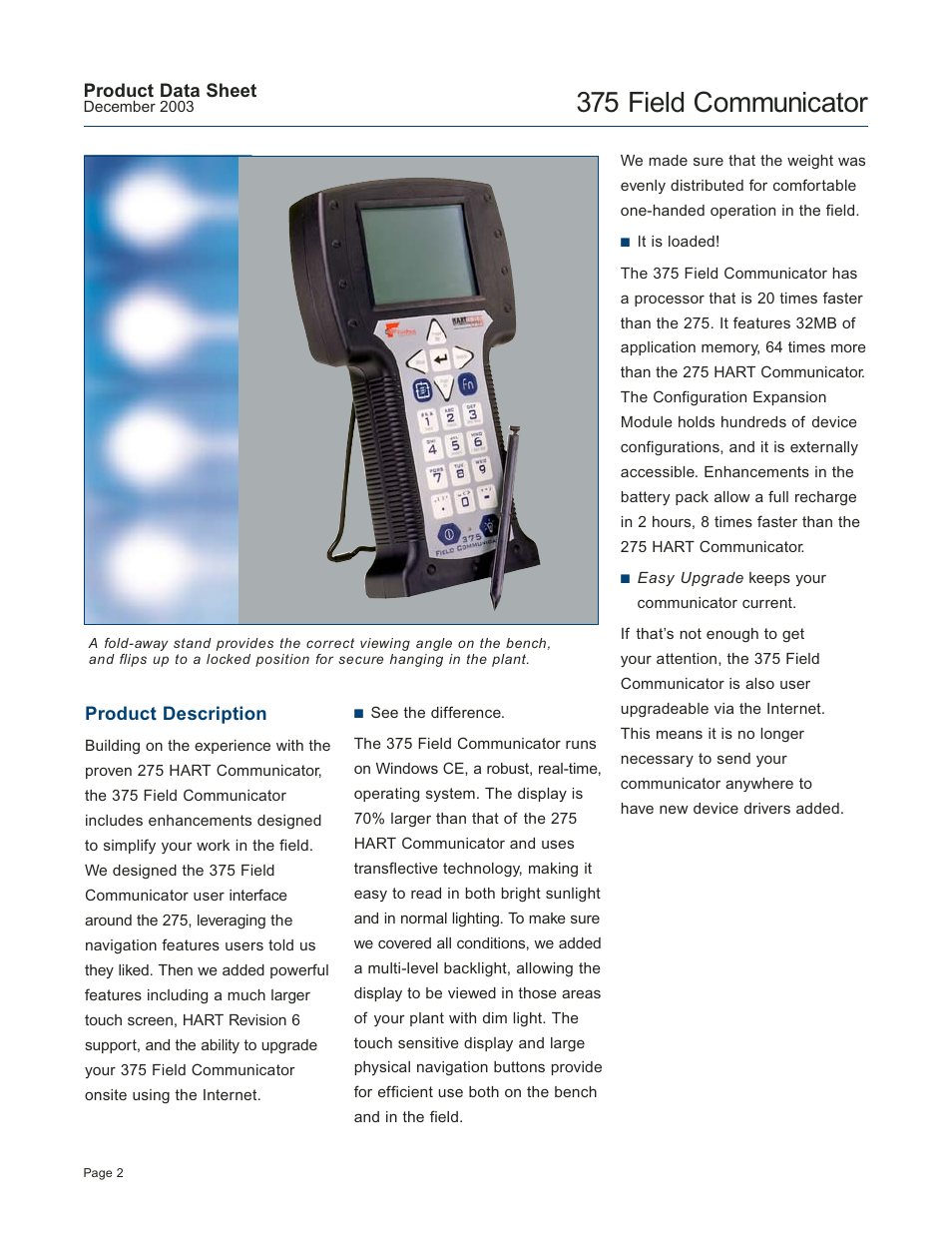 375 field communicator | Atec Fisher-Rosemount-HART-375 User Manual | Page 2 / 8