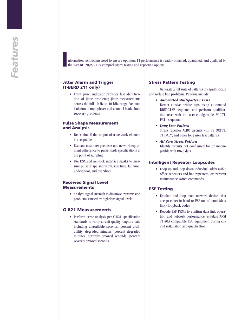 Featur es | Atec TTC-T-Berd-211 User Manual | Page 3 / 10