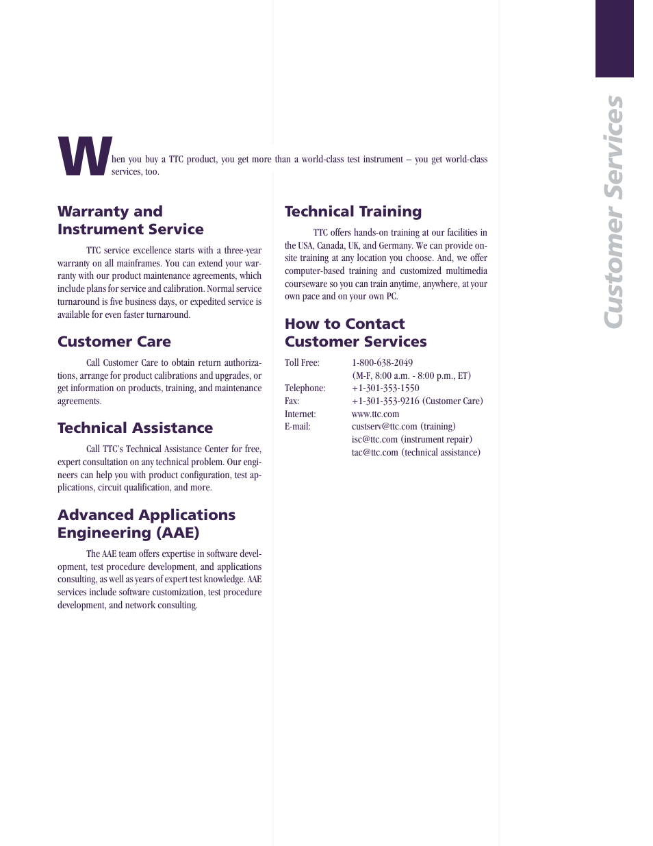 Customer services | Atec TTC-T-Berd-211 User Manual | Page 8 / 10