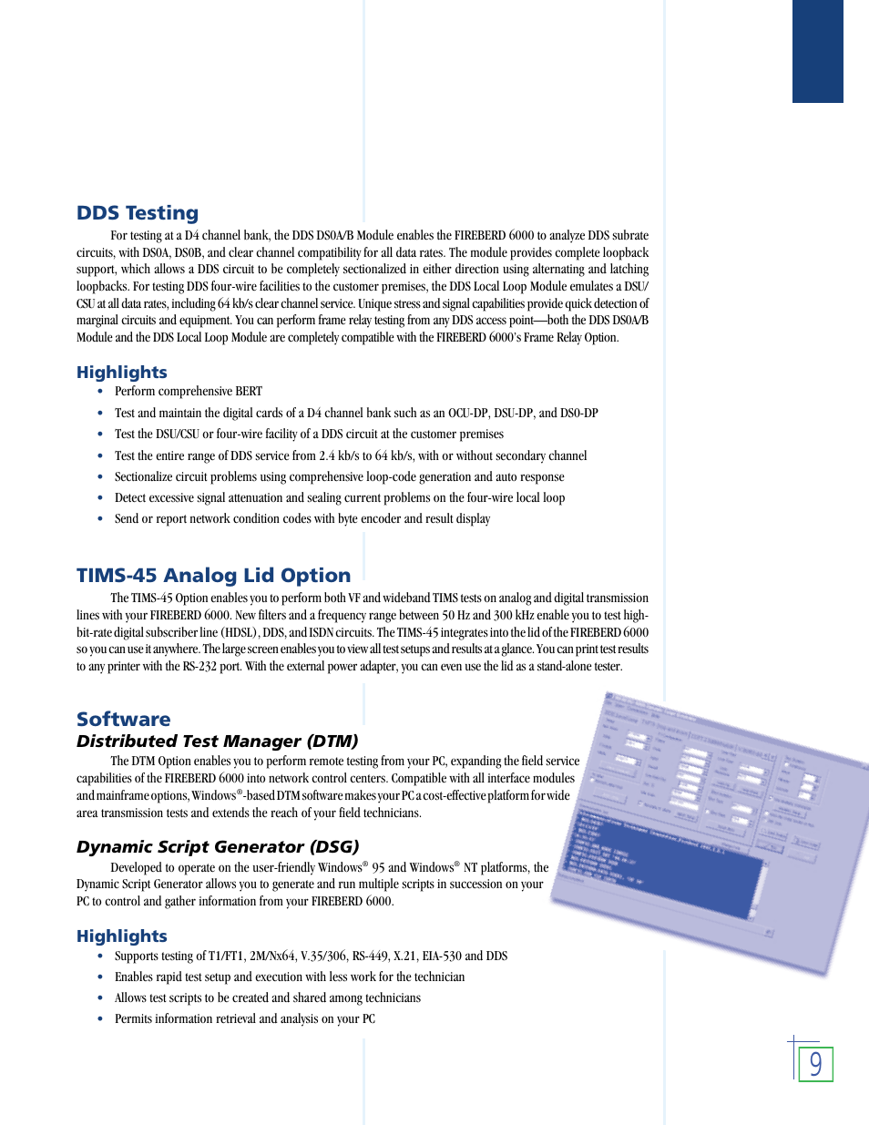 Dds testing, Tims-45 analog lid option, Software | Atec TTC-6000 User Manual | Page 10 / 14