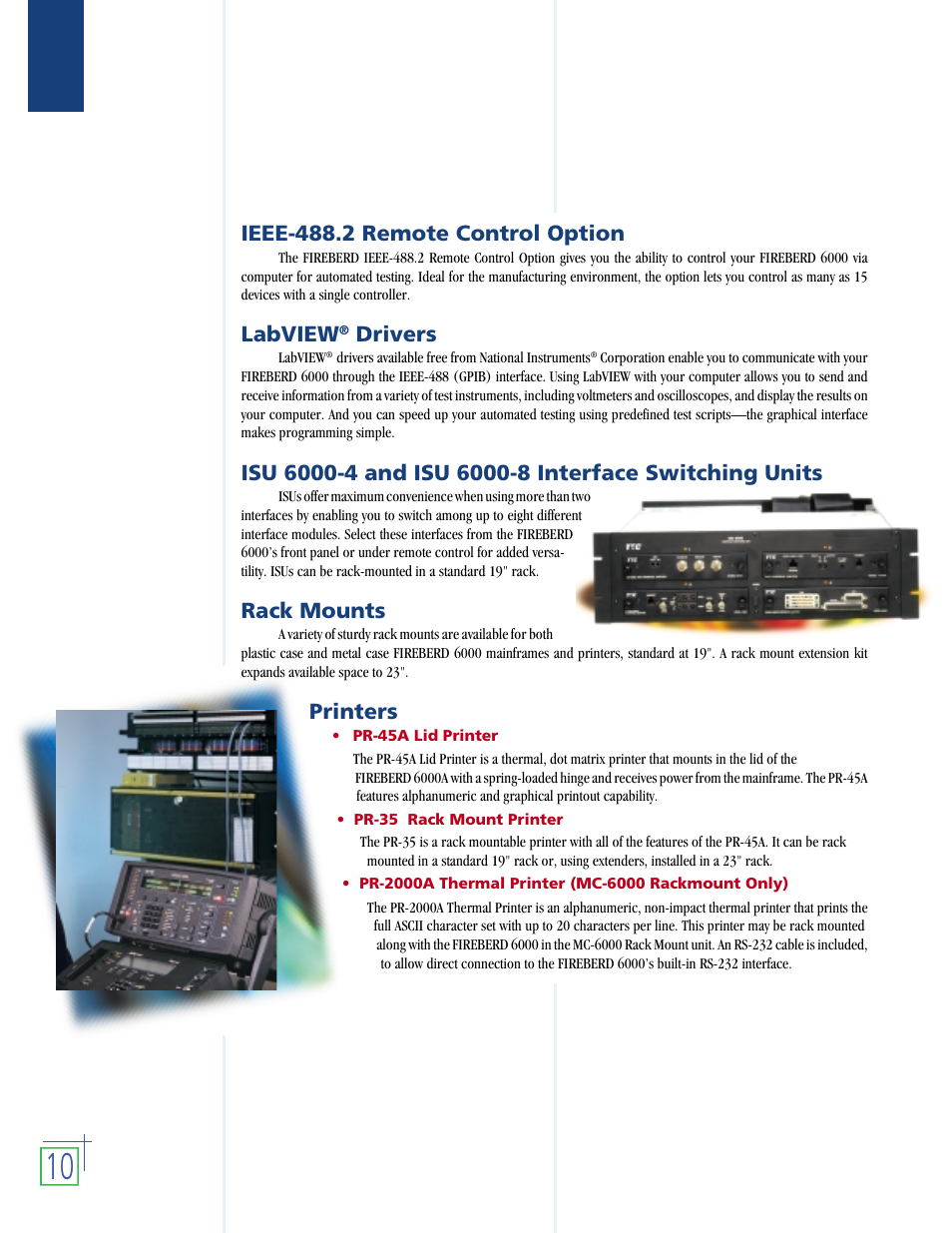 Ieee-488.2 remote control option, Labview, Drivers | Rack mounts, Printers | Atec TTC-6000 User Manual | Page 11 / 14