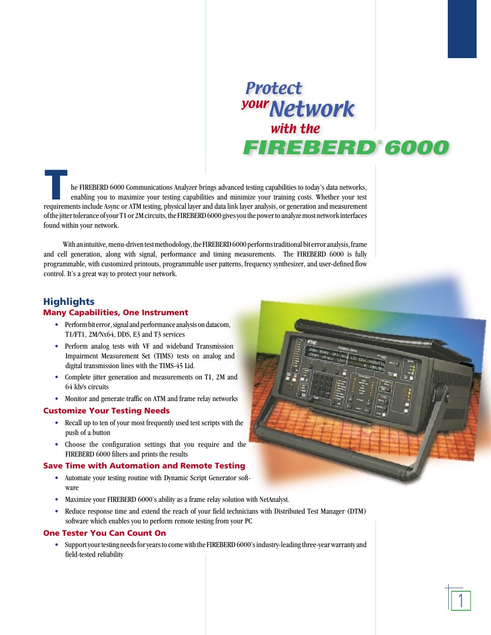 Fireberd 6000, Network, Protect | Atec TTC-6000 User Manual | Page 2 / 14