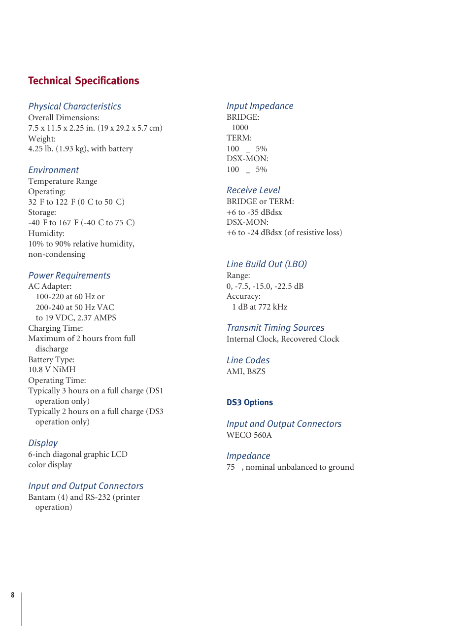 Technical specifications | Atec TTC-2209 User Manual | Page 8 / 11