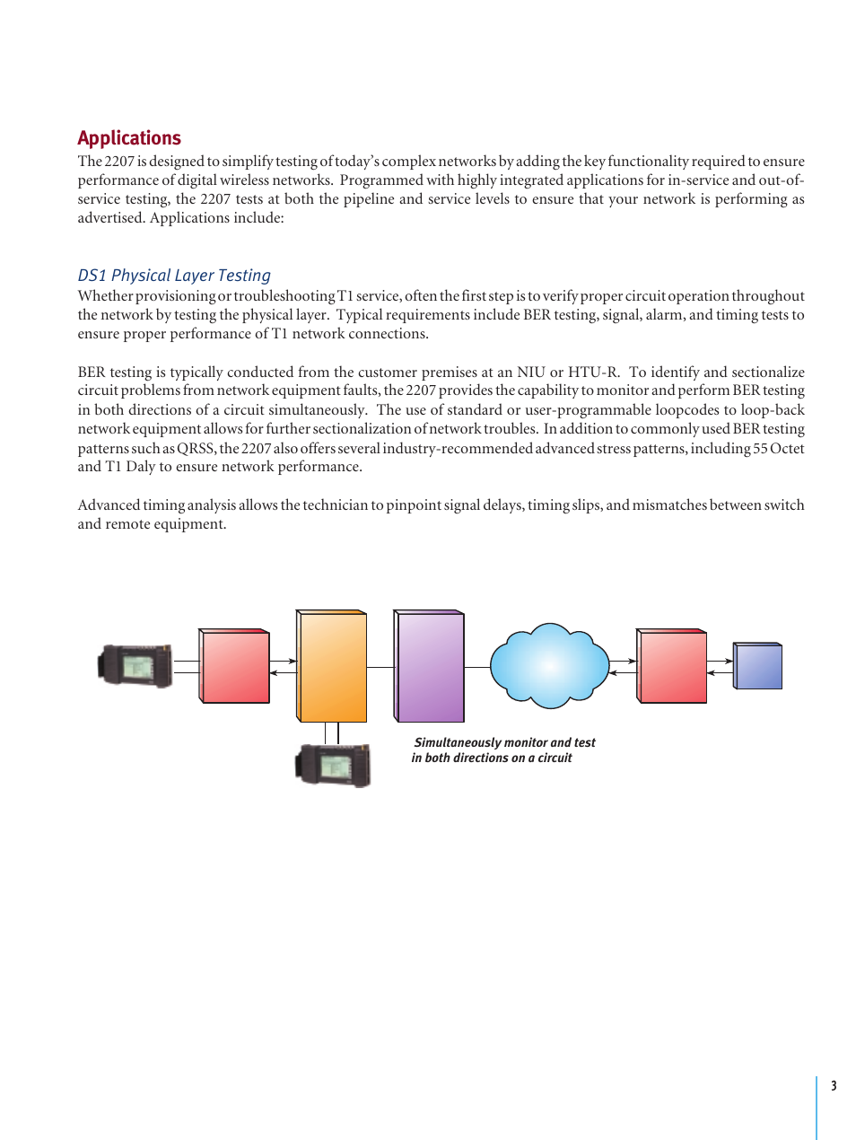 Applications, Ds1 physical layer testing | Atec TTC-2207 User Manual | Page 3 / 12