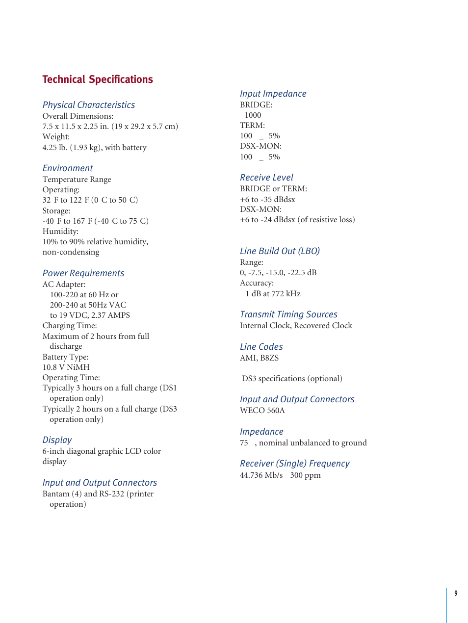 Technical specifications | Atec TTC-2207 User Manual | Page 9 / 12