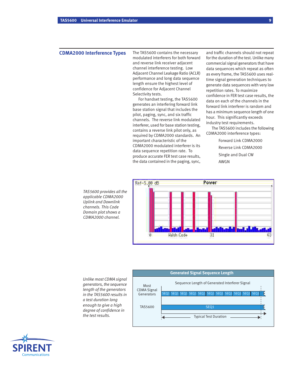 Cdma2000 interference types | Atec Spirent-TAS5600 User Manual | Page 9 / 12