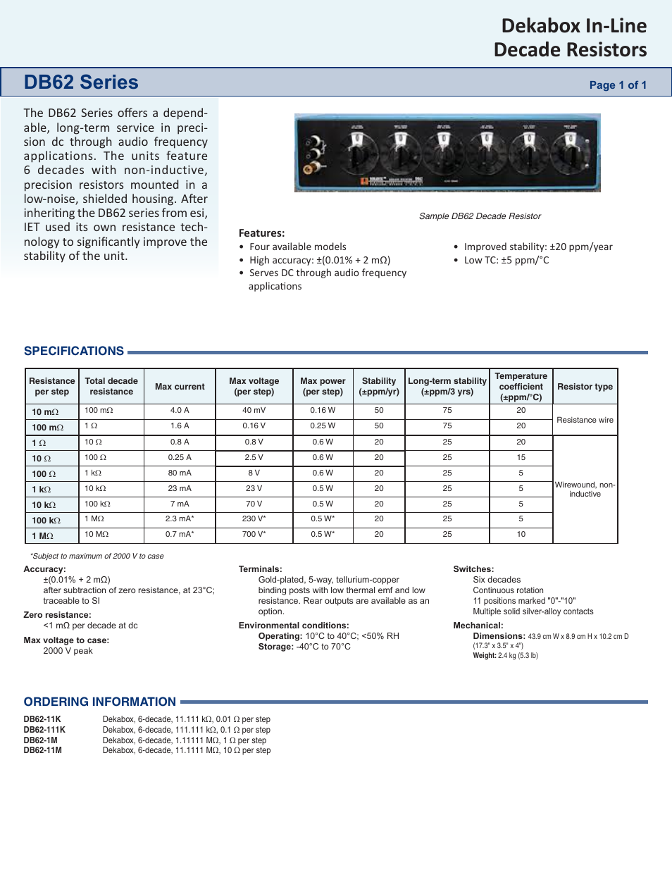 Atec Tegam-DB62 User Manual | 1 page