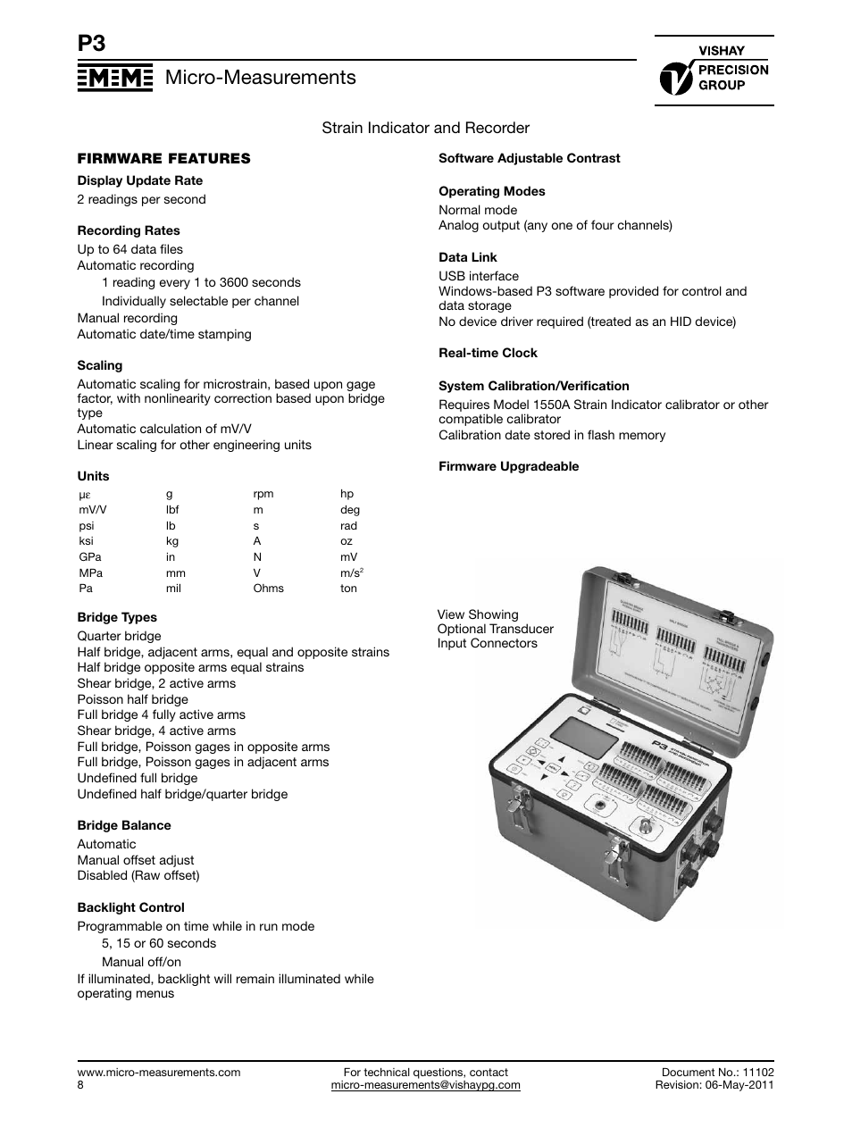 Micro-measurements, Strain indicator and recorder | Atec Vishay-P3 User Manual | Page 3 / 4