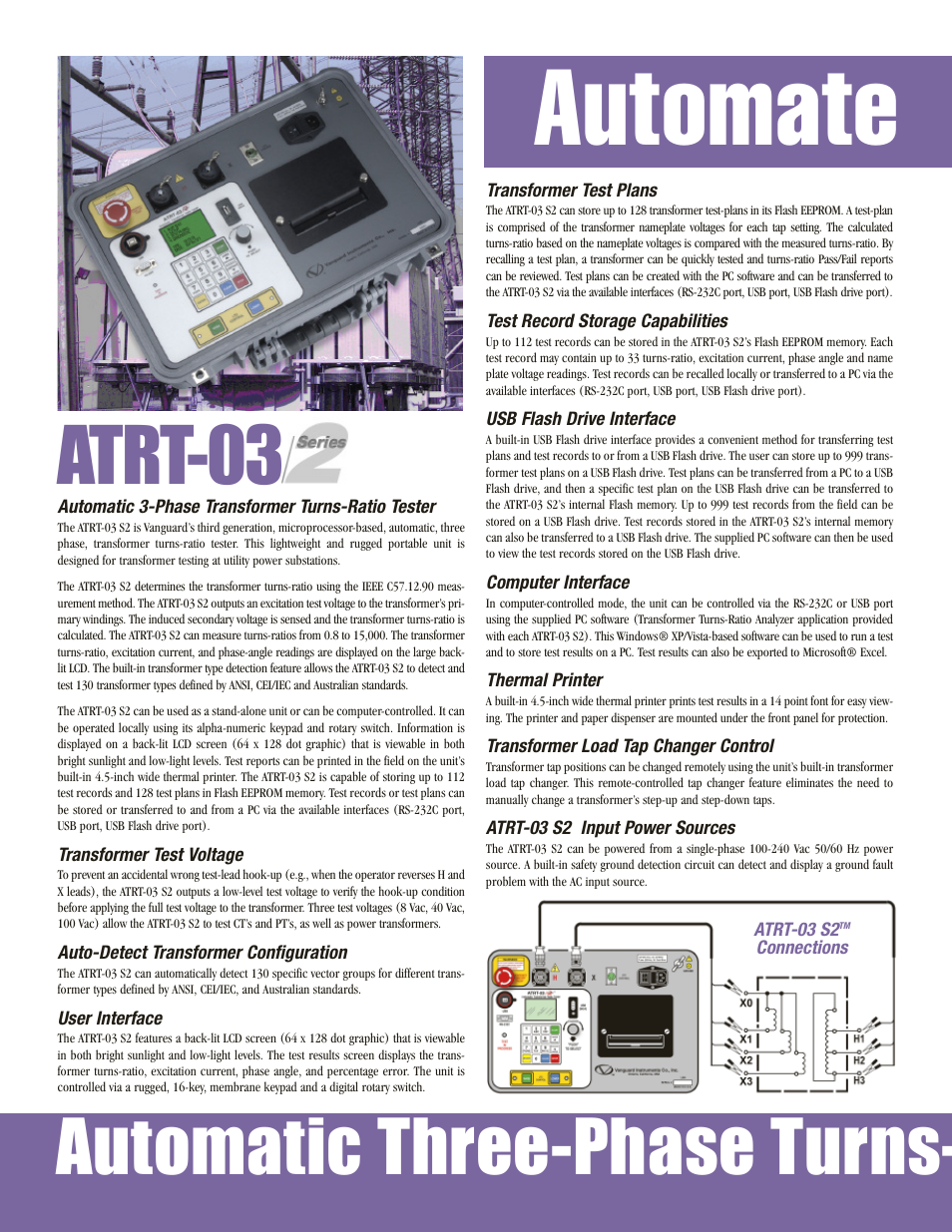 Automate, Atrt-03, Automatic three-phase turns | Atec Vanguard-ATRT-03-S2 User Manual | Page 2 / 4