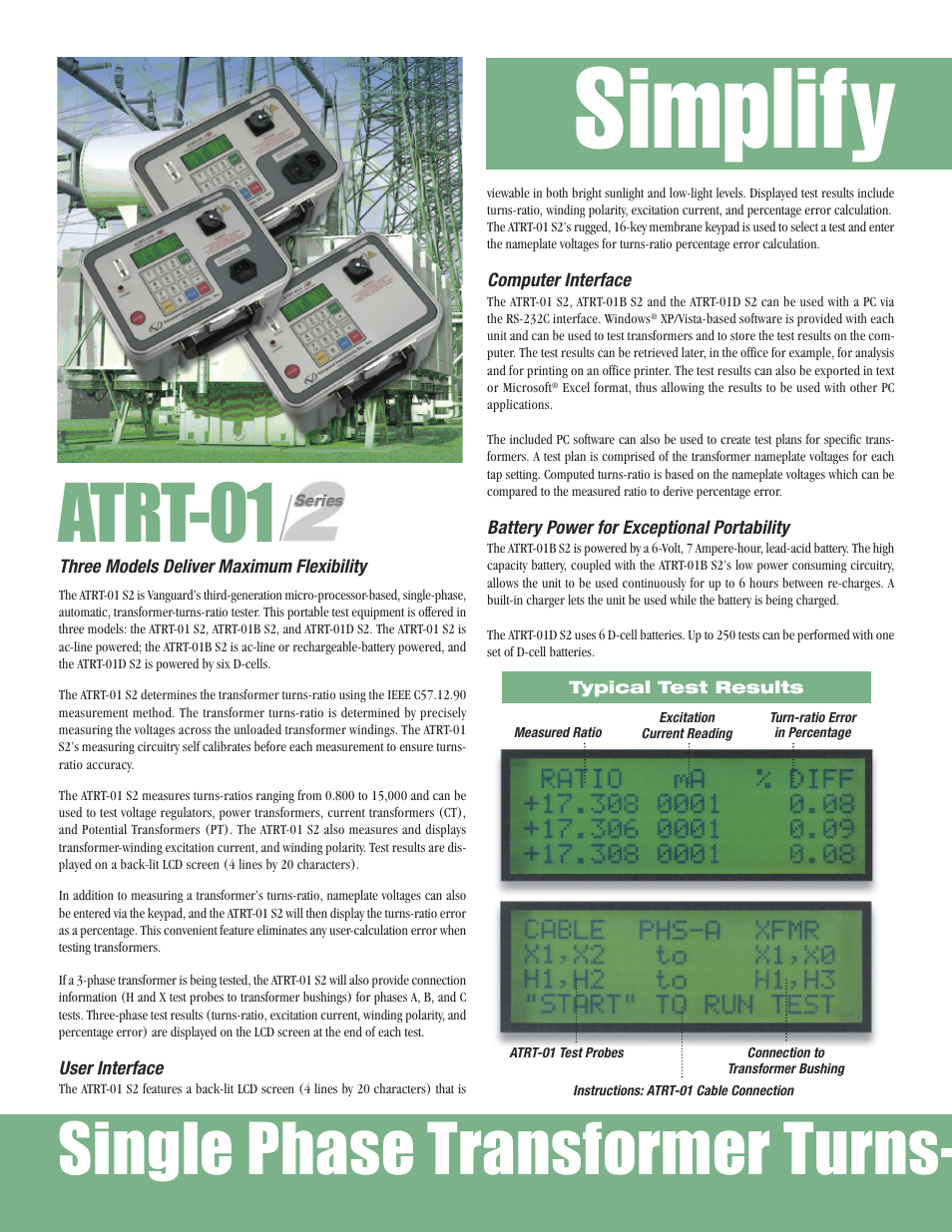 Simplify, Atrt-01, Single phase transformer turns | Atec Vanguard-ATRT-01 Series User Manual | Page 2 / 4