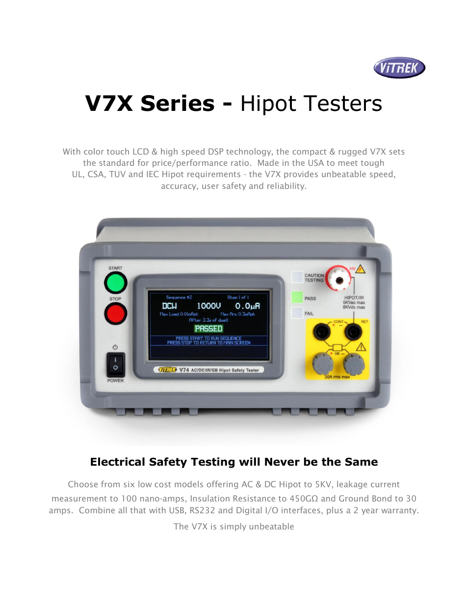 Atec Vitrek-V7x Series User Manual | 4 pages