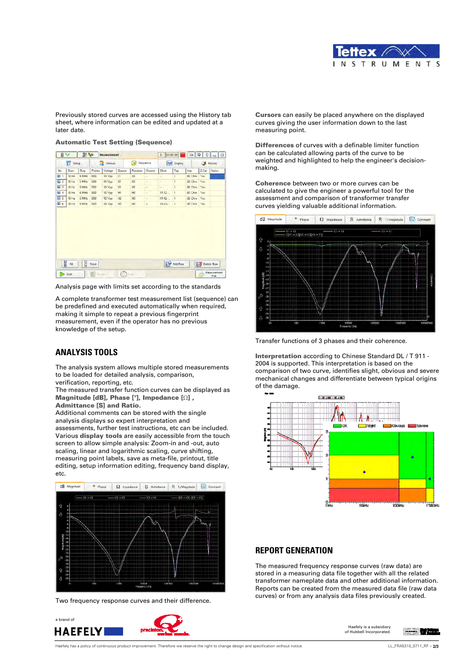 Analysis tools, Report generation | Atec Tettex-FRA5310 User Manual | Page 2 / 3