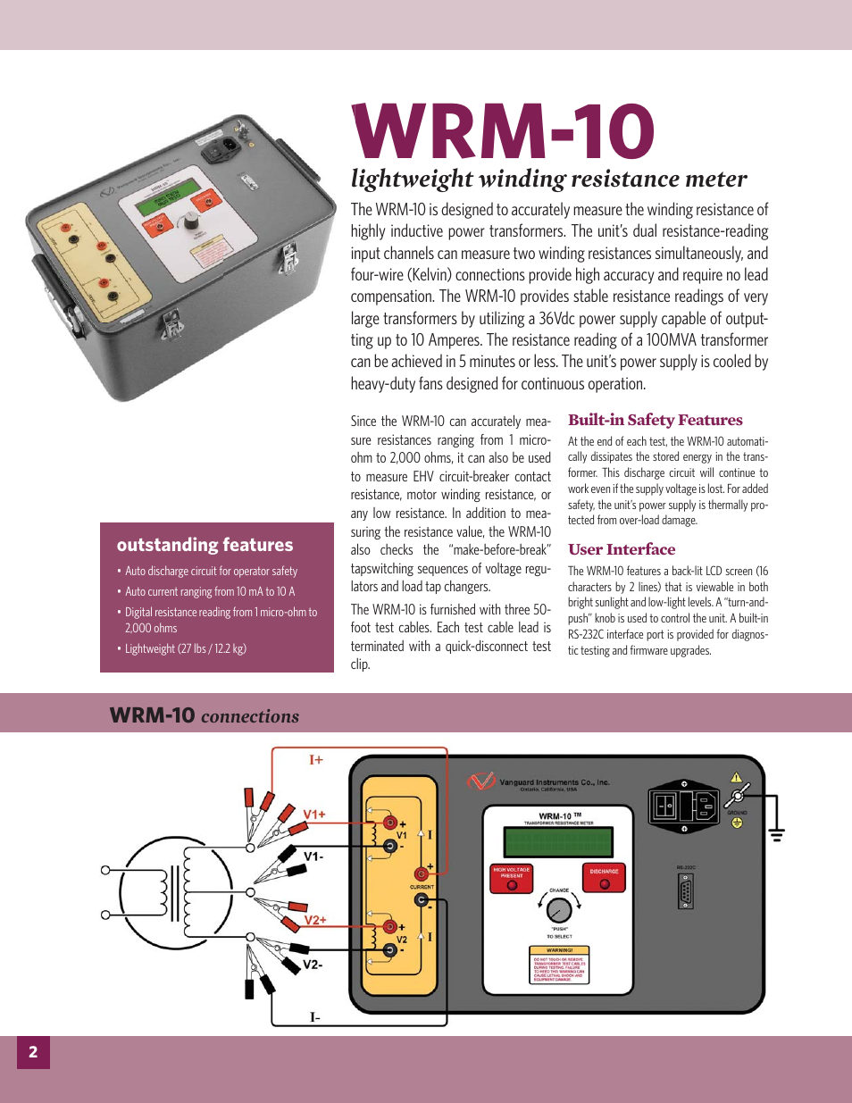 Wrm-10, Lightweight winding resistance meter | Atec Vanguard_WRM-10 User Manual | Page 2 / 4