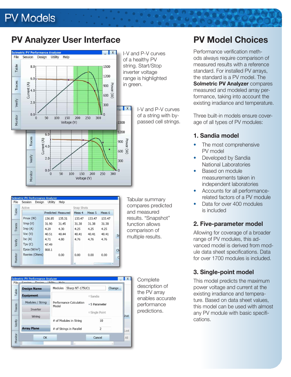 Pv analyzer user interface pv model choices | Atec Solmetric-PVA-600 User Manual | Page 3 / 4