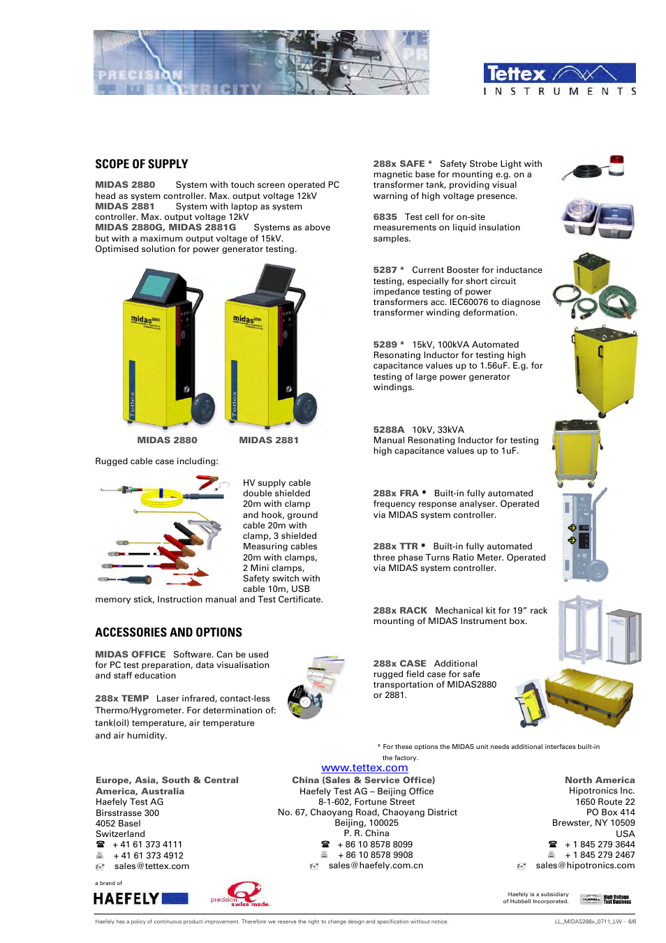 Scope of supply, Accessories and options | Atec Tettex-MIDAS-288x Series User Manual | Page 6 / 6