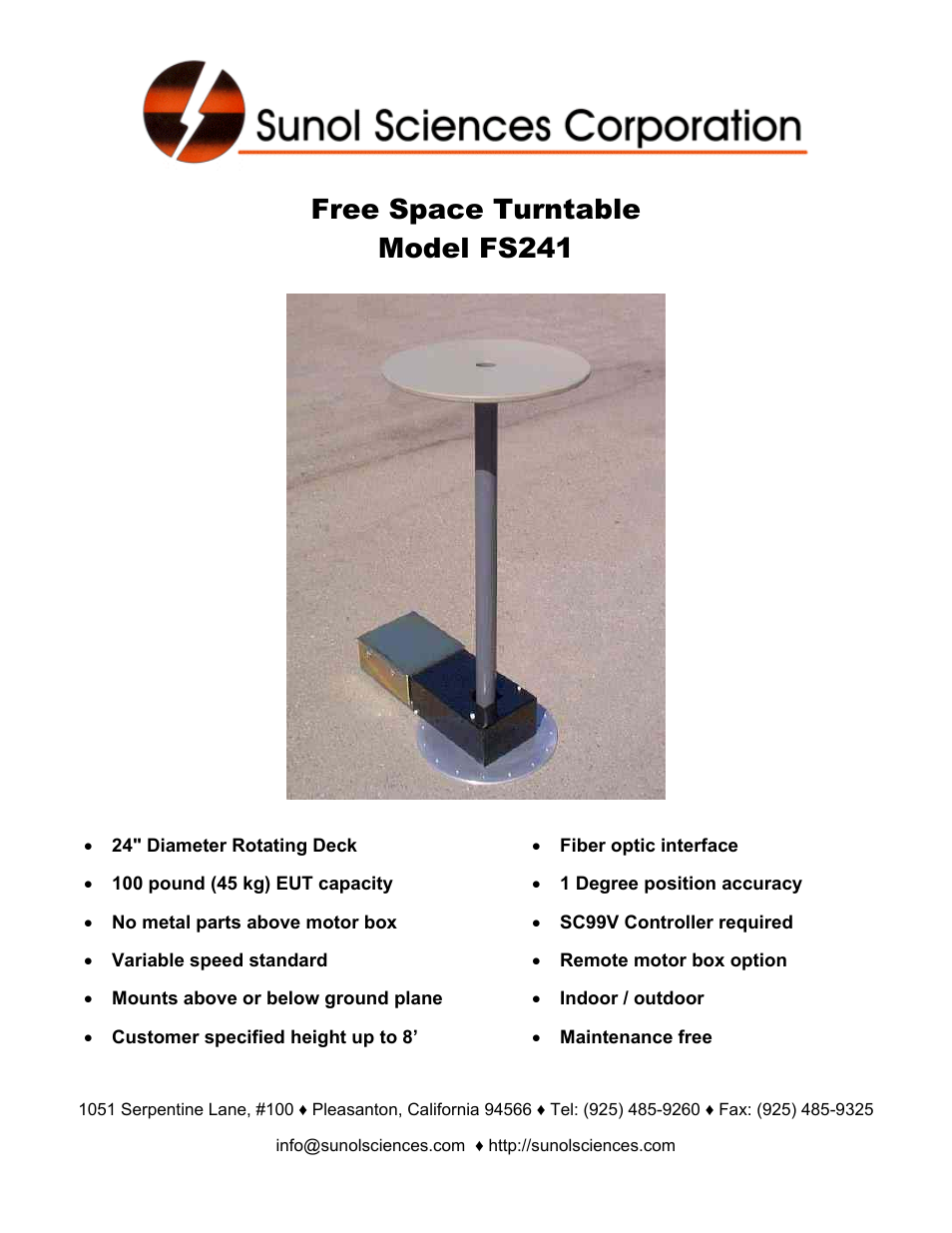 Atec Sunol-Sciences-FS241 User Manual | 1 page