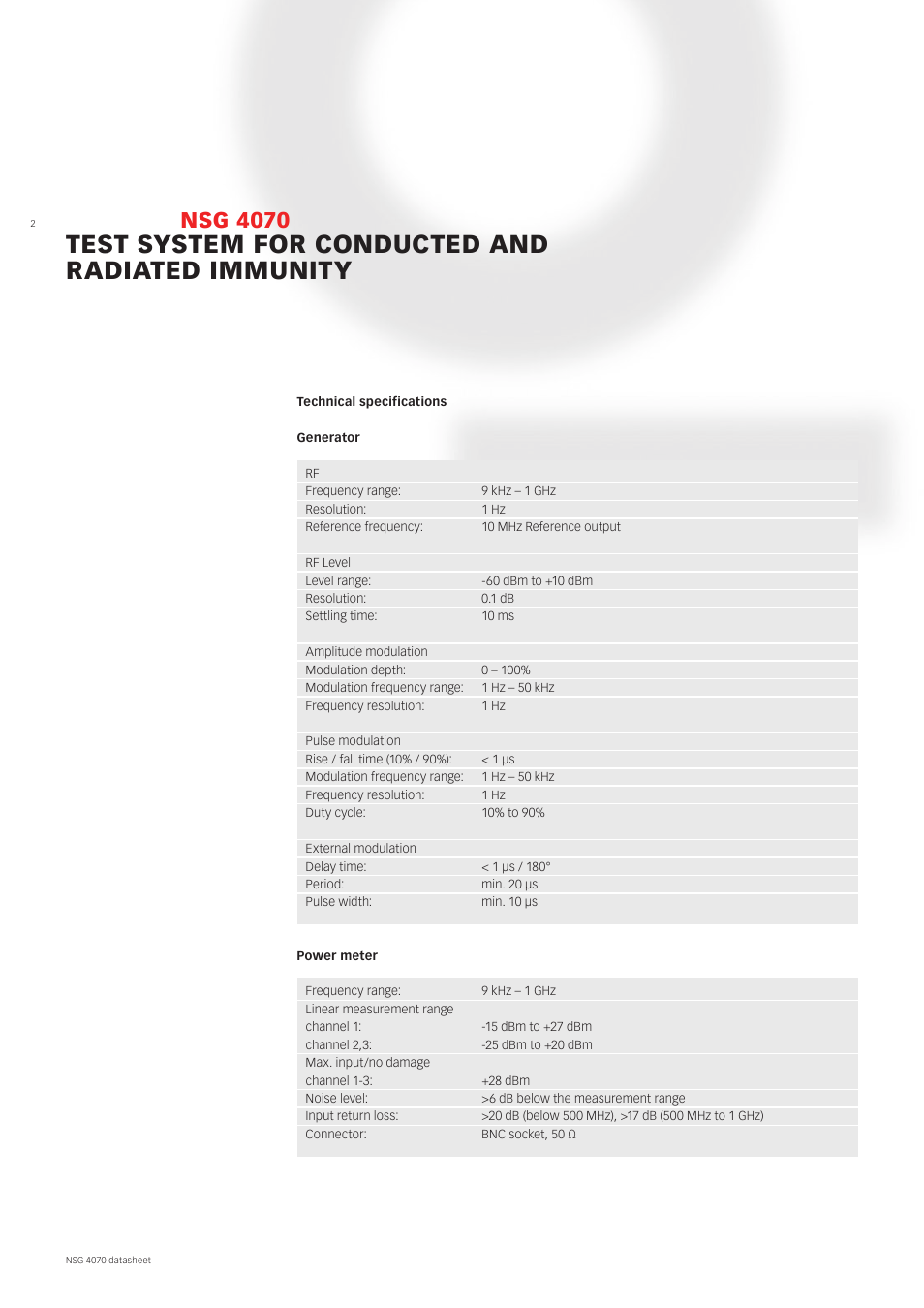 Test system for conducted and radiated immunity, Nsg 4070 | Atec Teseq-Schaffner-NSG4070-75 User Manual | Page 2 / 12