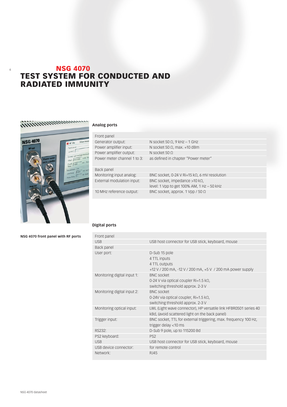 Test system for conducted and radiated immunity, Nsg 4070 | Atec Teseq-Schaffner-NSG4070-75 User Manual | Page 6 / 12