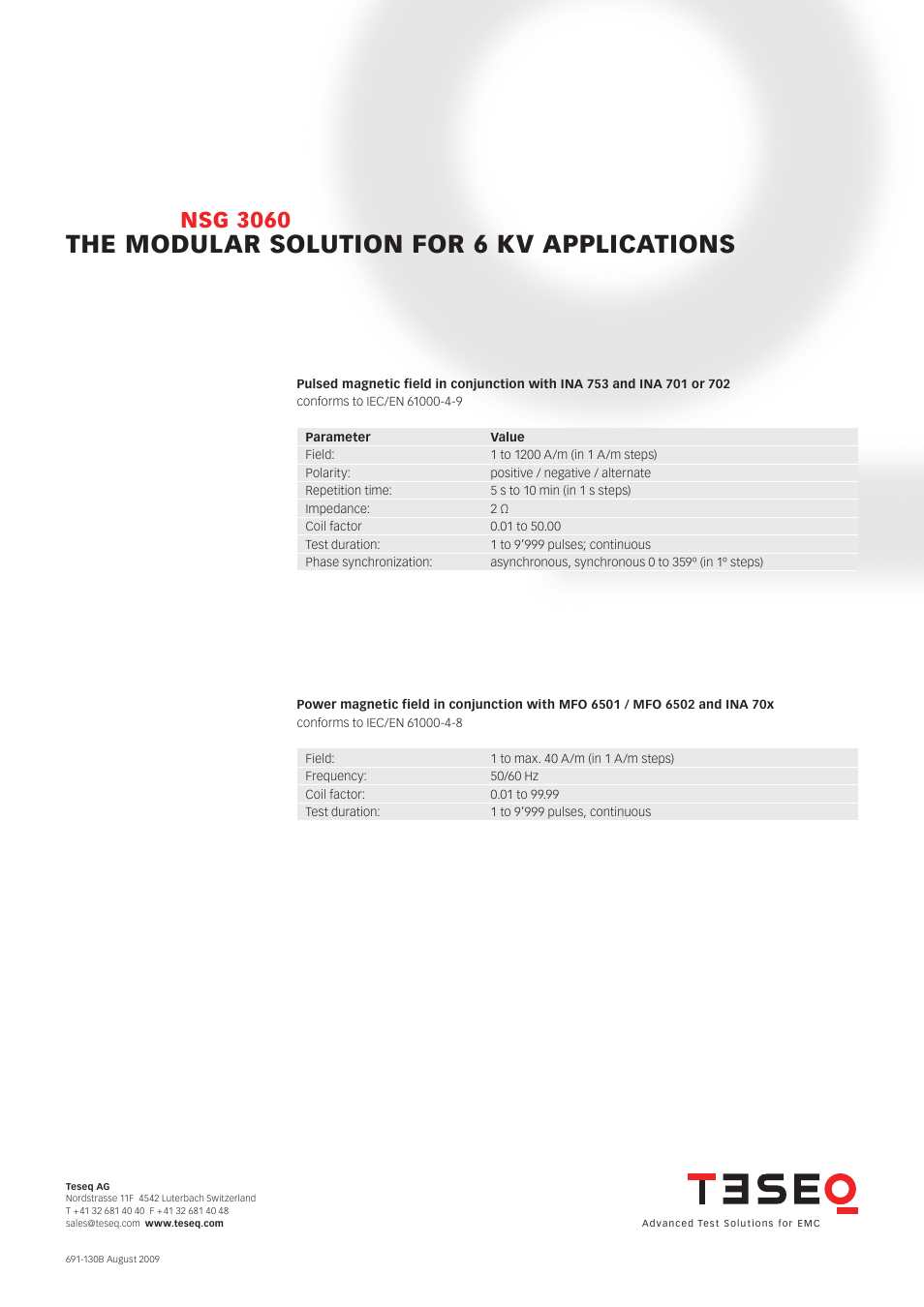 The modular solution for 6 kv applications, Nsg 3060 | Atec Teseq-Schaffner-NSG3060 User Manual | Page 4 / 6