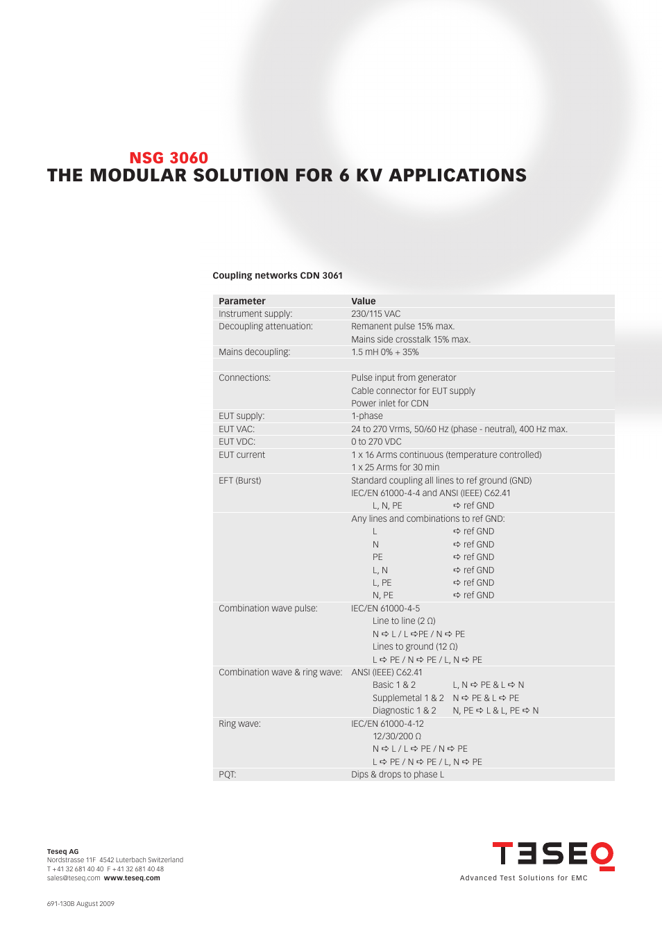 The modular solution for 6 kv applications, Nsg 3060 | Atec Teseq-Schaffner-NSG3060 User Manual | Page 5 / 6