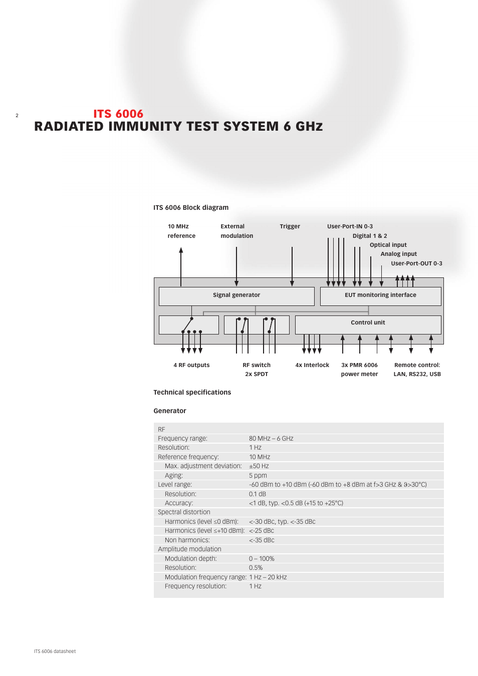 Radiated immunity test system 6 ghz, Its 6006 | Atec Teseq-ITS-6006 User Manual | Page 2 / 8