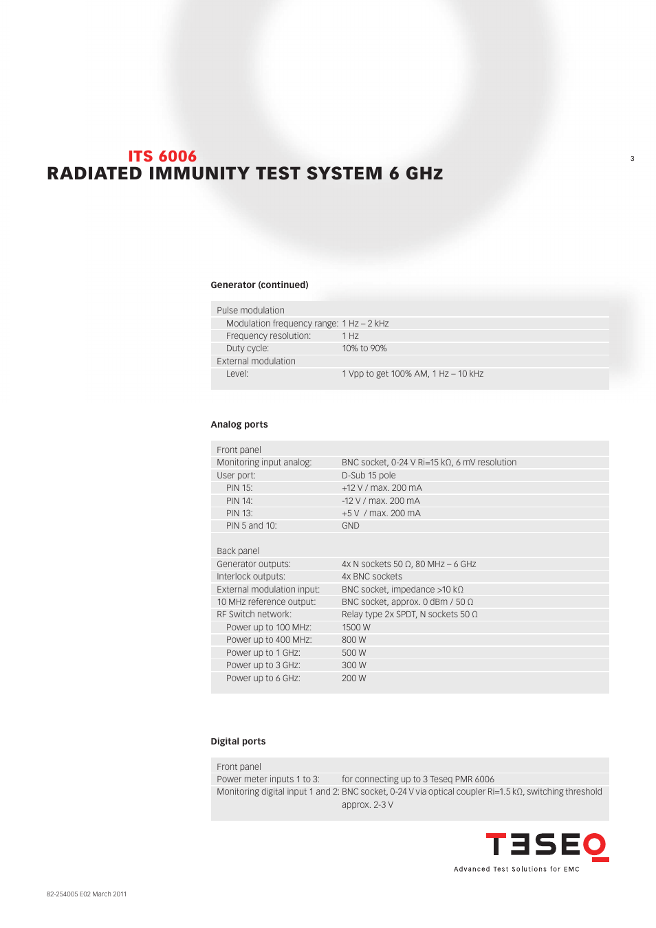 Radiated immunity test system 6 ghz, Its 6006 | Atec Teseq-ITS-6006 User Manual | Page 3 / 8