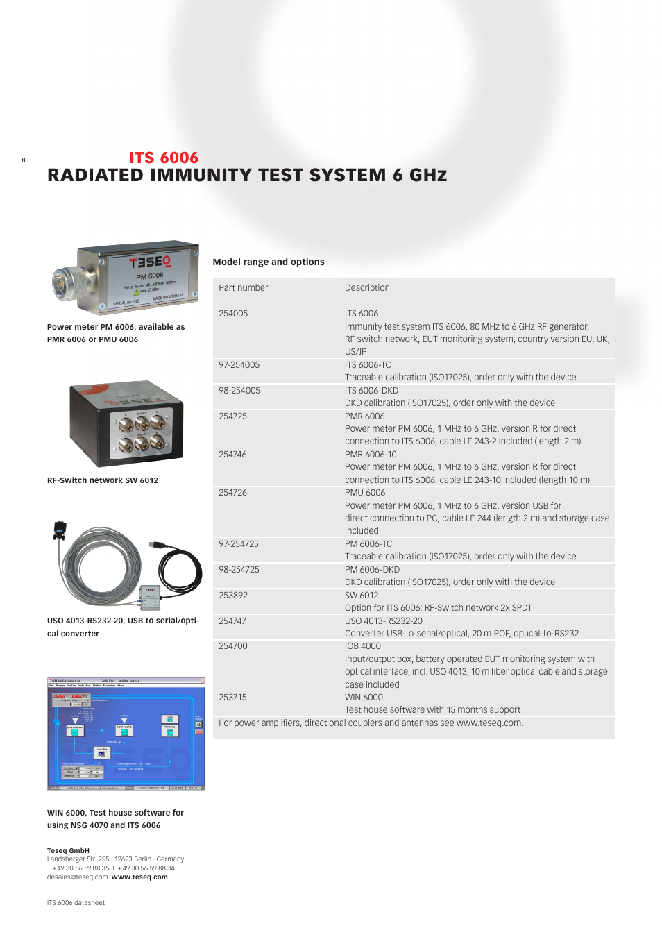 Radiated immunity test system 6 ghz, Its 6006 | Atec Teseq-ITS-6006 User Manual | Page 8 / 8