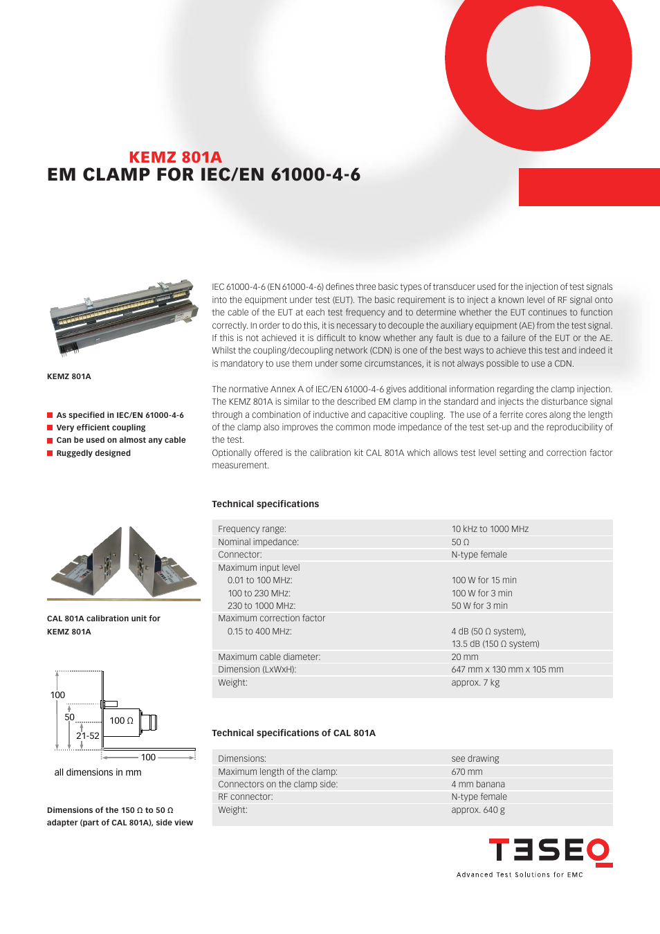 Atec Teseq-KEMZ-801A User Manual | 3 pages