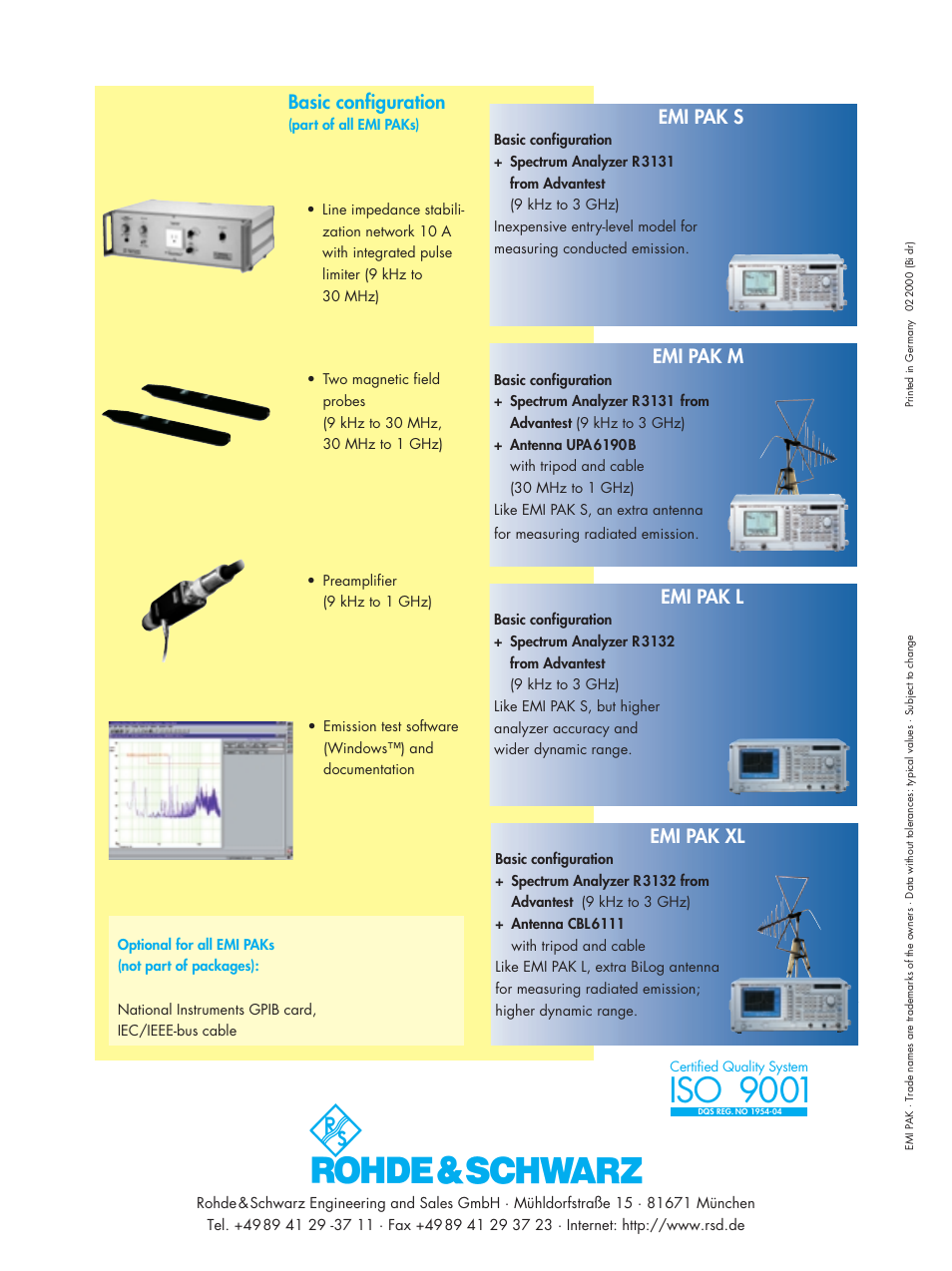 Iso 9001, Emi pak s, Emi pak l | Emi pak m, Emi pak xl, Basic configuration | Atec Teseq-Schaffner-Emipak User Manual | Page 4 / 4